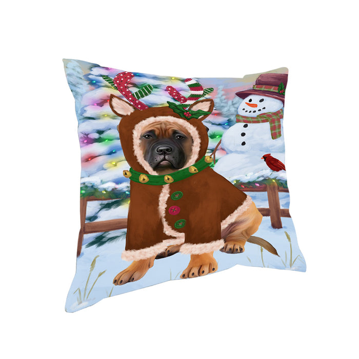 Christmas Gingerbread House Candyfest Bullmastiff Dog Pillow PIL79196