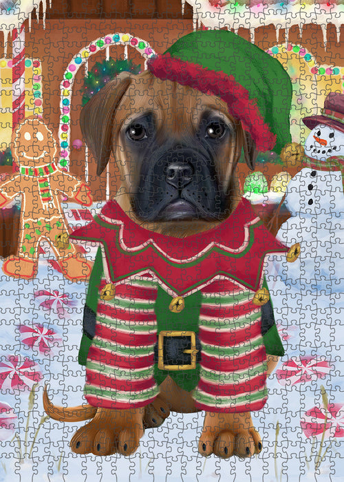 Christmas Gingerbread House Candyfest Bullmastiff Dog Puzzle with Photo Tin PUZL93108