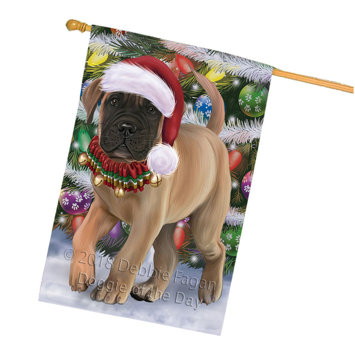 Trotting in the Snow Bullmastiff Dog House Flag FLG57523