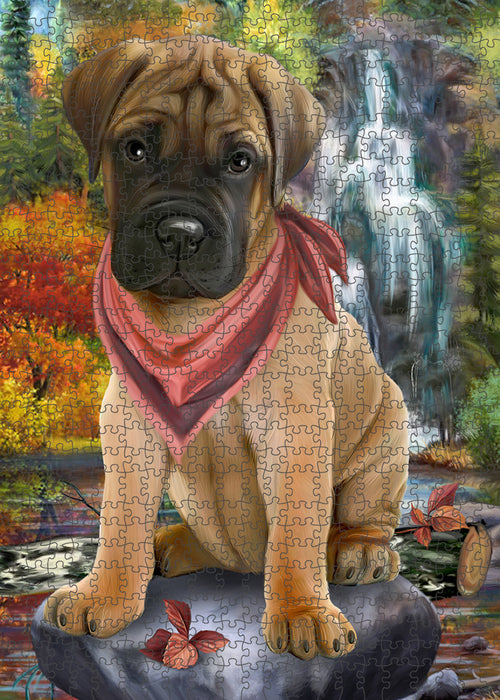 Scenic Waterfall Bullmastiff Dog Puzzle with Photo Tin PUZL59640