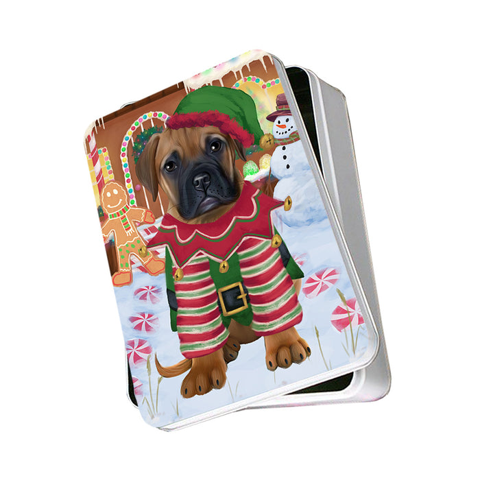 Christmas Gingerbread House Candyfest Bullmastiff Dog Photo Storage Tin PITN56146