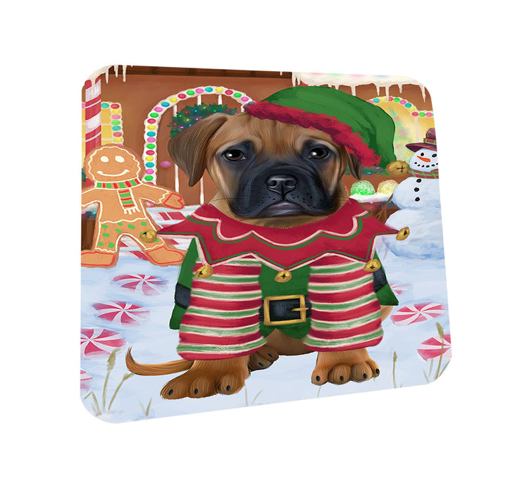 Christmas Gingerbread House Candyfest Bullmastiff Dog Coasters Set of 4 CST56185