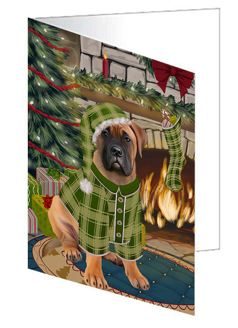 The Stocking was Hung Bulldog Handmade Artwork Assorted Pets Greeting Cards and Note Cards with Envelopes for All Occasions and Holiday Seasons GCD70271
