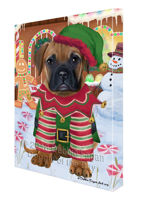 Christmas Gingerbread House Candyfest Bullmastiff Dog Canvas Print Wall Art Décor CVS128267