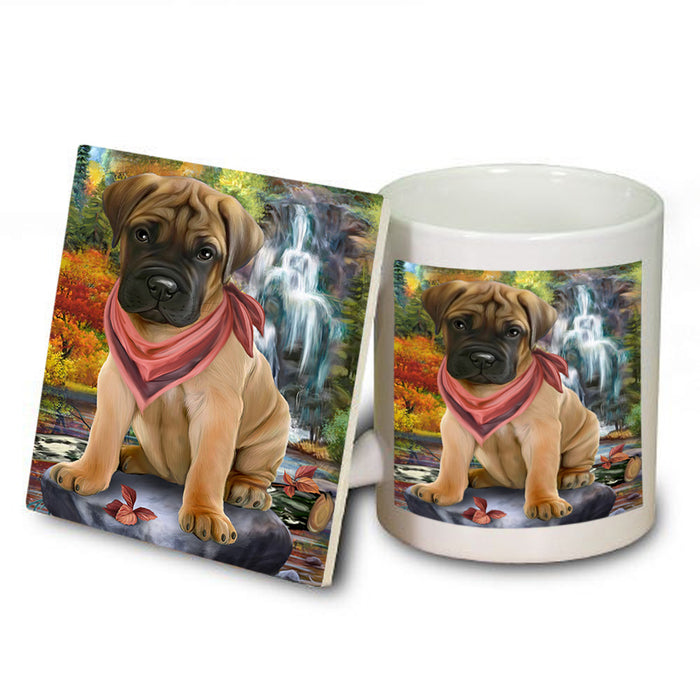 Scenic Waterfall Bullmastiff Dog Mug and Coaster Set MUC51843