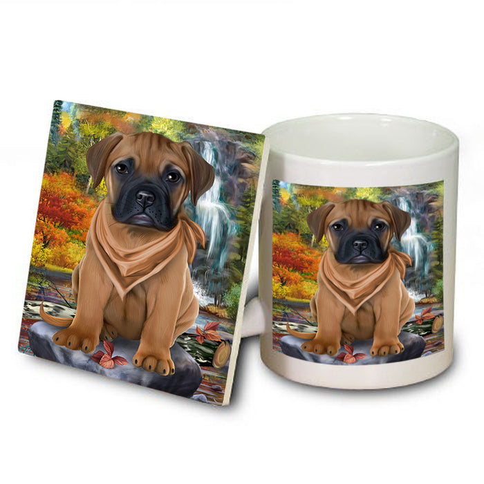 Scenic Waterfall Bullmastiff Dog Mug and Coaster Set MUC51844
