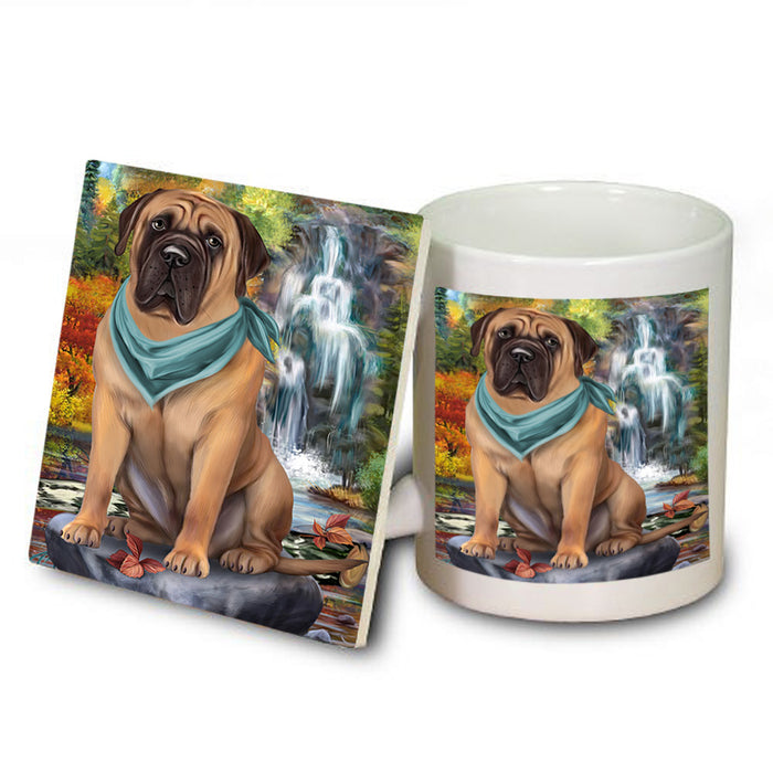 Scenic Waterfall Bullmastiff Dog Mug and Coaster Set MUC51845