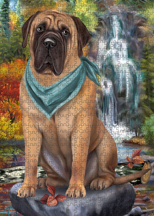 Scenic Waterfall Bullmastiff Dog Puzzle with Photo Tin PUZL59646