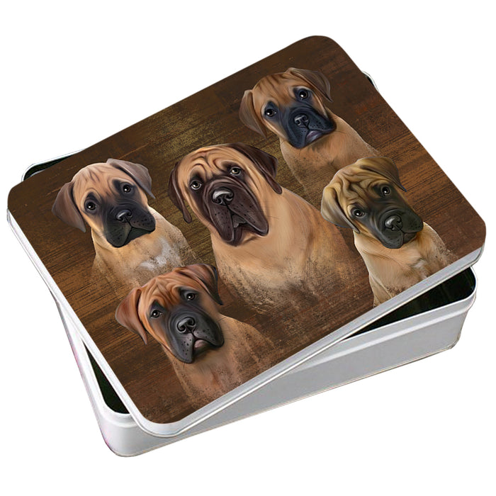 Rustic 5 Bullmastiffs Dog Photo Storage Tin PITN49454