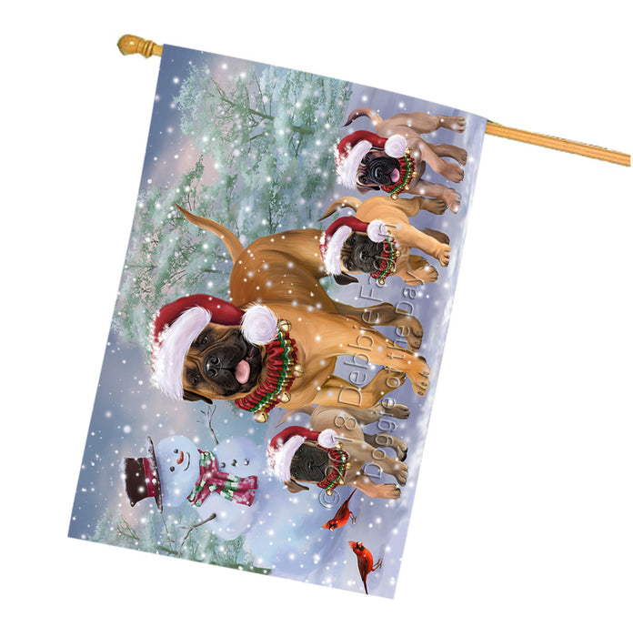 Christmas Running Family Bullmastiffs Dog House Flag FLG57321