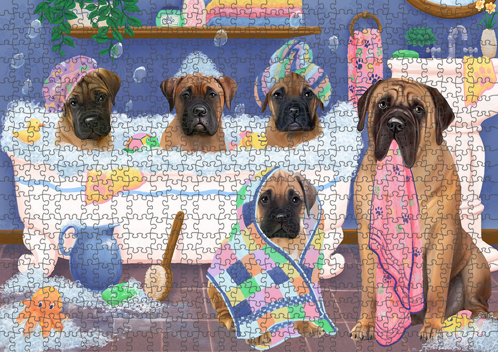 Rub A Dub Dogs In A Tub Bullmastiffs Dog Puzzle with Photo Tin PUZL95304
