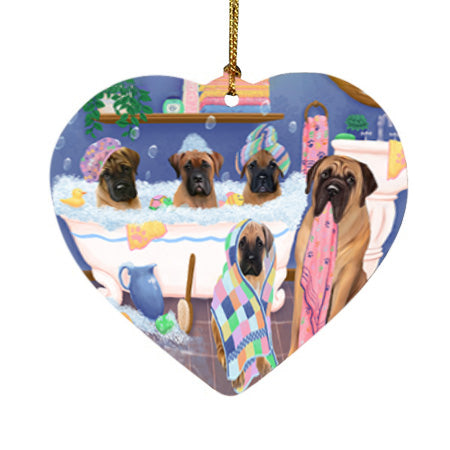 Rub A Dub Dogs In A Tub Bullmastiffs Dog Heart Christmas Ornament HPOR57132