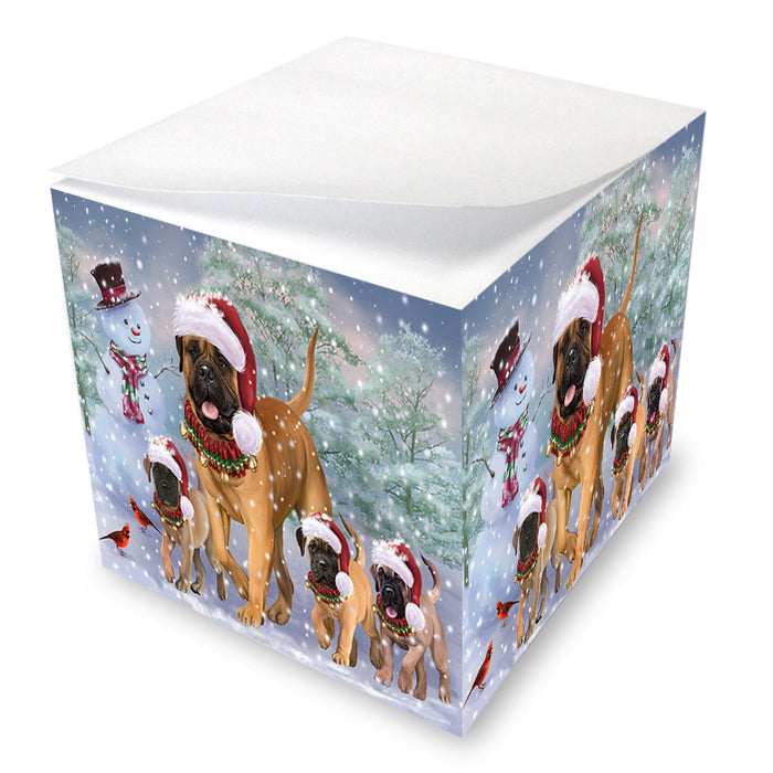 Christmas Running Family Bullmastiffs Dog Note Cube NOC54709