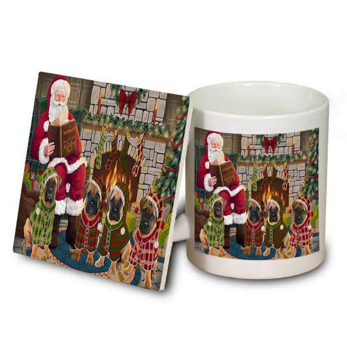 Christmas Cozy Holiday Tails Bullmastiffs Dog Mug and Coaster Set MUC55104