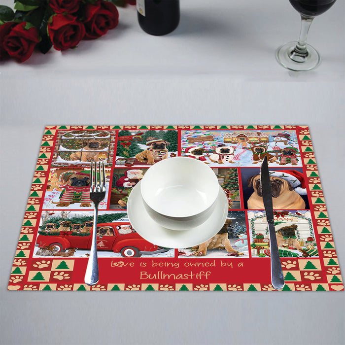 Love is Being Owned Christmas Bullmastiff Dogs Placemat