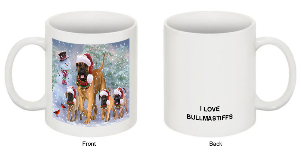Christmas Running Family Bullmastiffs Dog Coffee Mug MUG52035