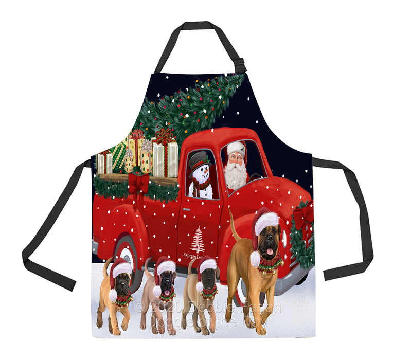 Christmas Express Delivery Red Truck Running Bullmastiff Dogs Apron Apron-48111