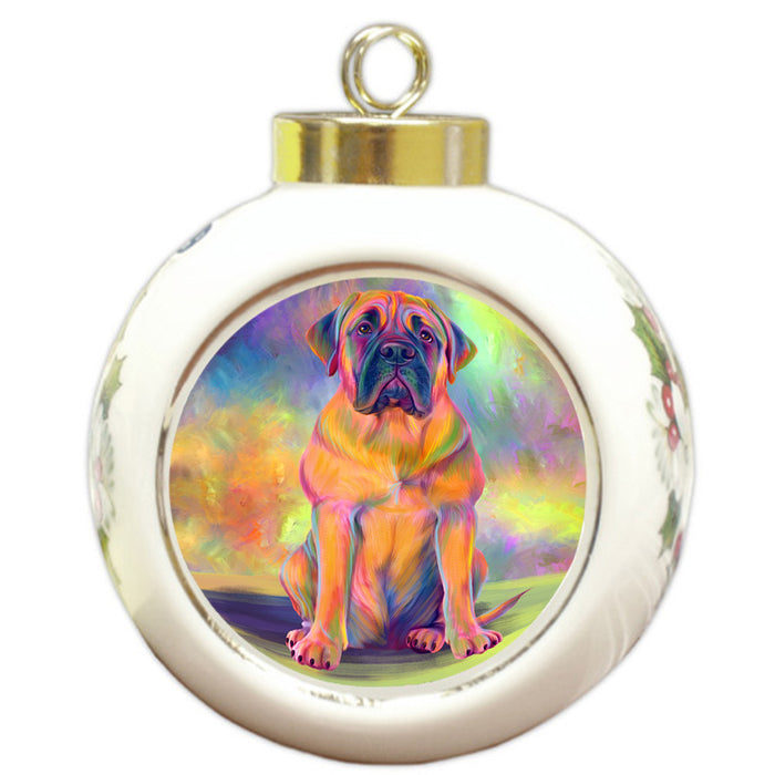 Paradise Wave Bullmastiff Dog Round Ball Christmas Ornament RBPOR56420