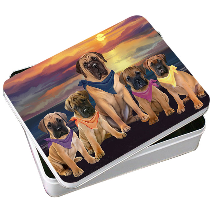 Family Sunset Portrait Bullmastiffs Dog Photo Storage Tin PITN50245