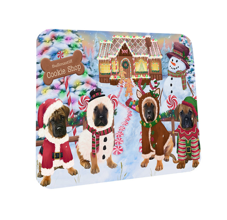 Holiday Gingerbread Cookie Shop Bullmastiffs Dog Coasters Set of 4 CST56346