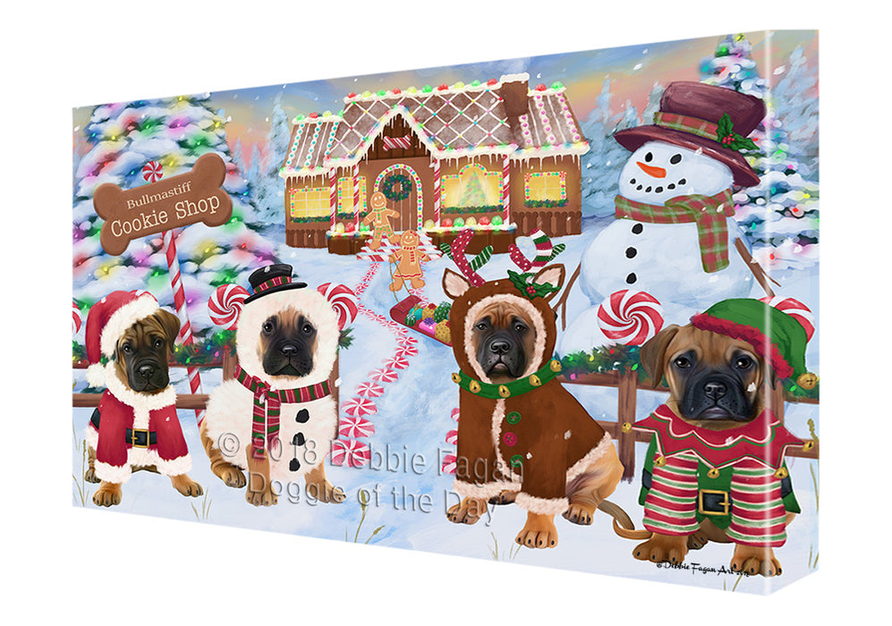 Holiday Gingerbread Cookie Shop Bullmastiffs Dog Canvas Print Wall Art Décor CVS129716