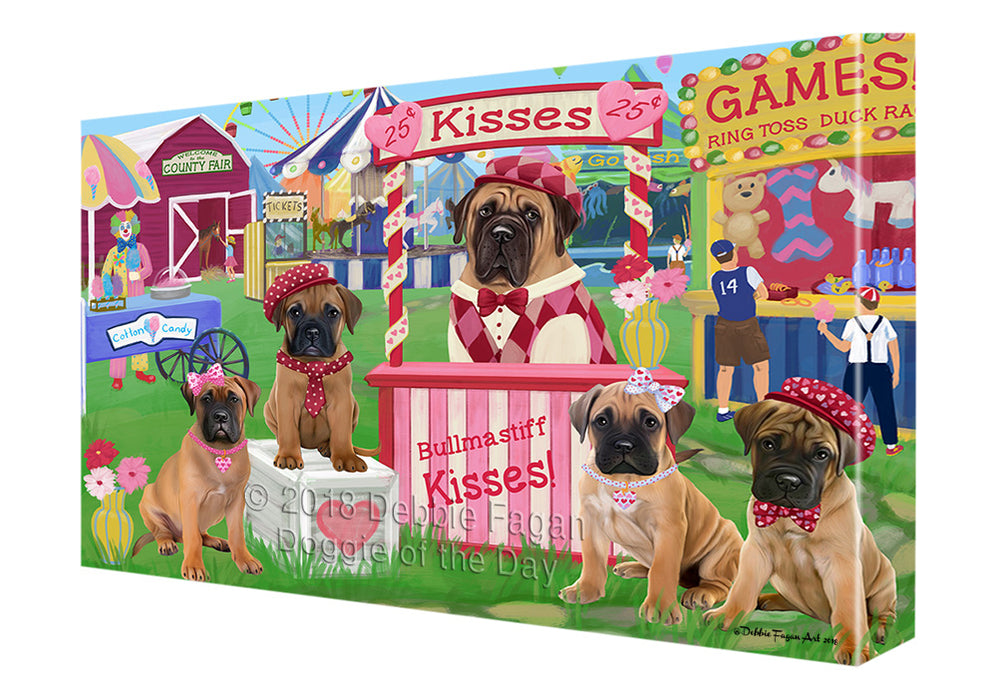 Carnival Kissing Booth Bullmastiffs Dog Canvas Print Wall Art Décor CVS128762