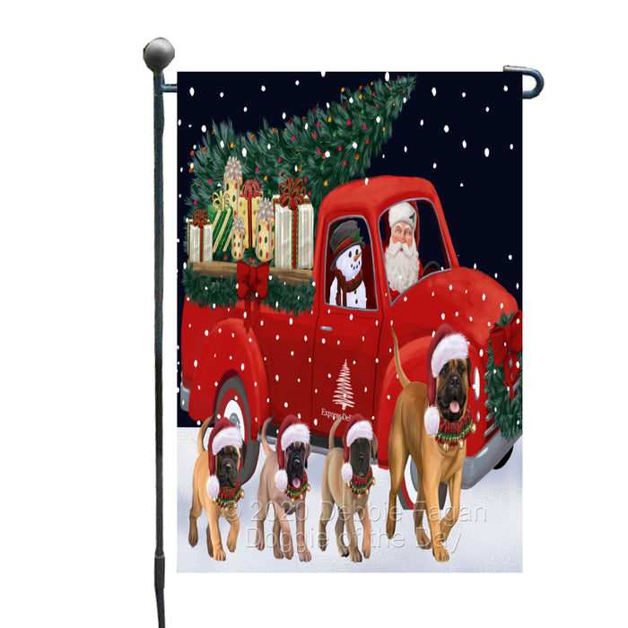 Christmas Express Delivery Red Truck Running Bullmastiff Dogs Garden Flag GFLG66450