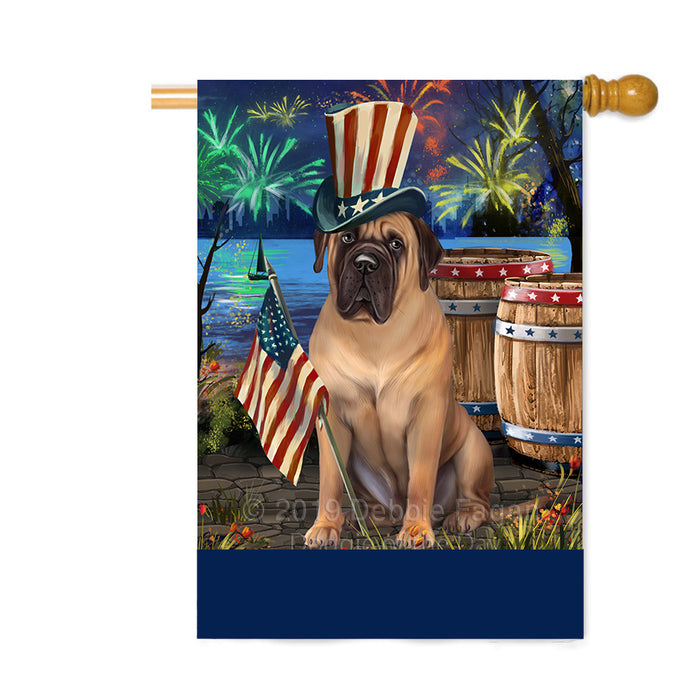 Personalized 4th of July Firework Bullmastiff Dog Custom House Flag FLG-DOTD-A57897