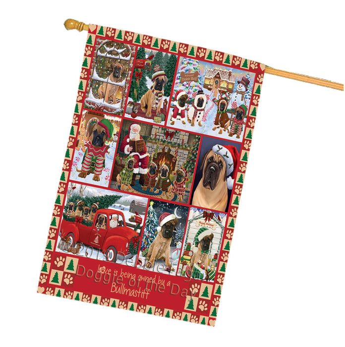 Love is Being Owned Christmas Bullmastiff Dogs House Flag FLG66051