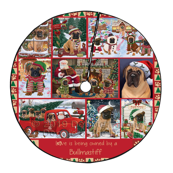Love is Being Owned Christmas Bullmastiff Dogs Tree Skirt