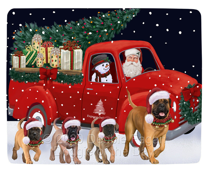 Christmas Express Delivery Red Truck Running Bullmastiff Dogs Blanket BLNKT141743