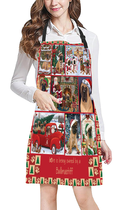 Love is Being Owned Christmas Bullmastiff Dogs Apron