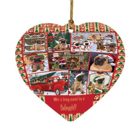 Love is Being Owned Christmas Bullmastiff Dogs Heart Christmas Ornament HPOR57839