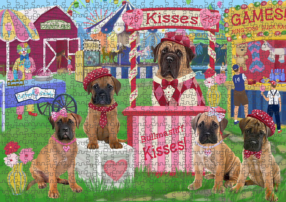 Carnival Kissing Booth Bullmastiffs Dog Puzzle with Photo Tin PUZL93328