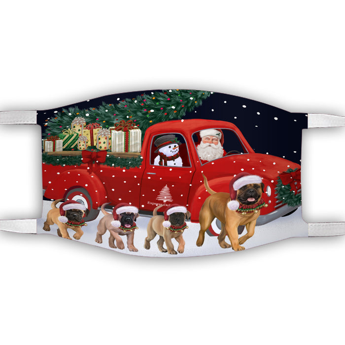 Christmas Express Delivery Red Truck Running Bullmastiff Dogs Face Mask FM49854