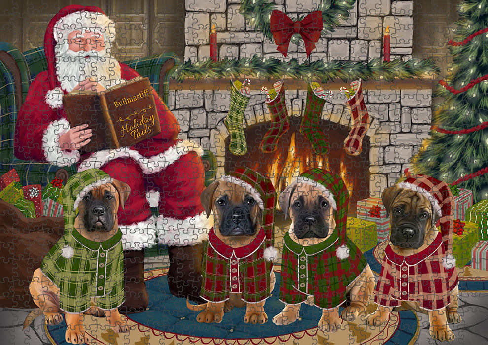 Christmas Cozy Holiday Tails Bullmastiffs Dog Puzzle with Photo Tin PUZL88652