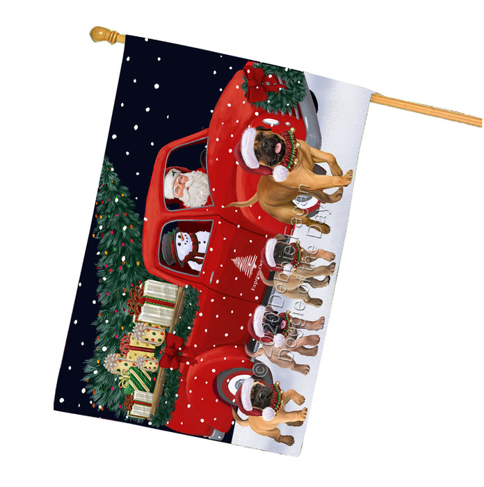 Christmas Express Delivery Red Truck Running Bullmastiff Dogs House Flag FLG66506