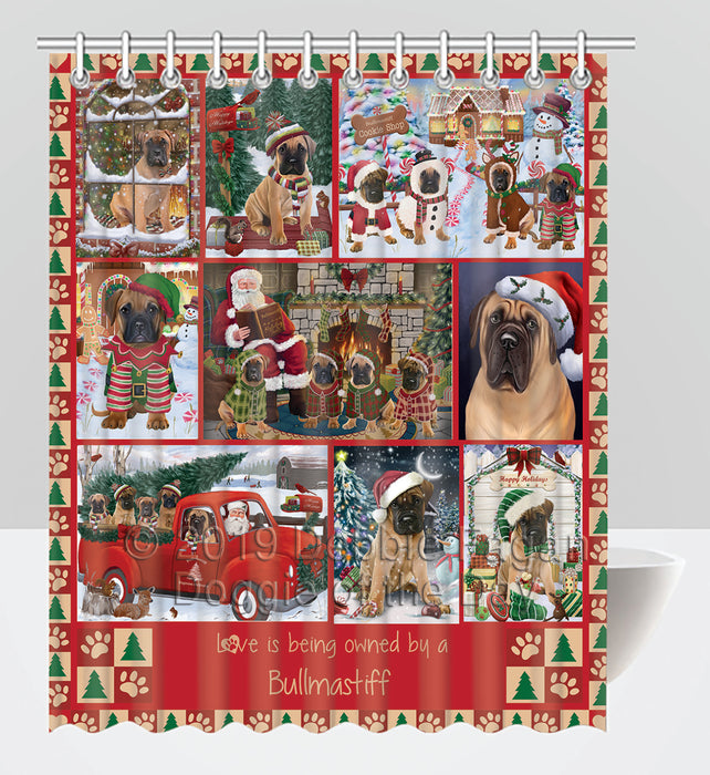 Love is Being Owned Christmas Bullmastiff Dogs Shower Curtain