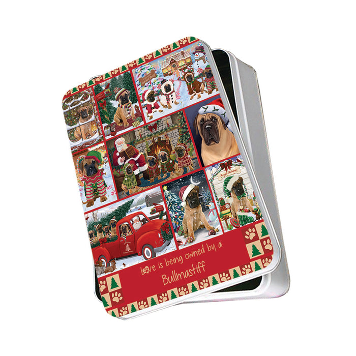 Love is Being Owned Christmas Bullmastiff Dogs Photo Storage Tin PITN57155