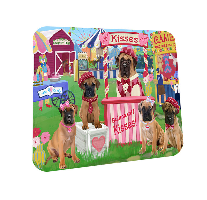 Carnival Kissing Booth Bullmastiffs Dog Coasters Set of 4 CST56240