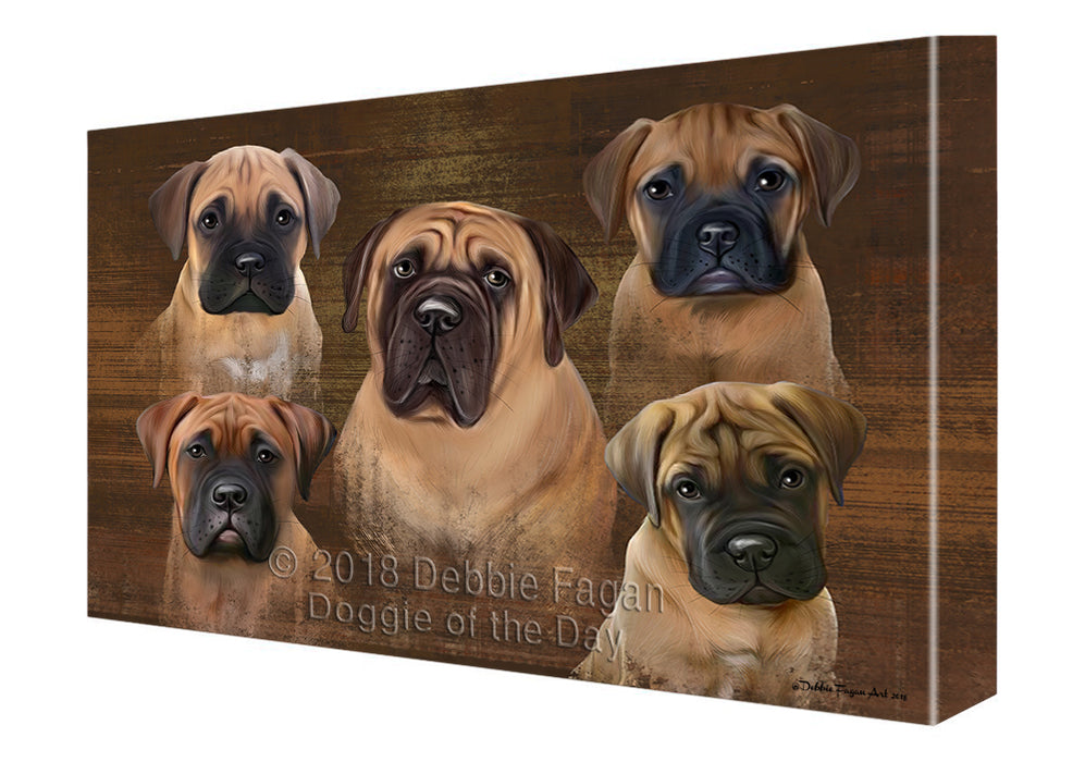 Rustic 5 Bullmastiffs Dog Canvas Wall Art CVS61563