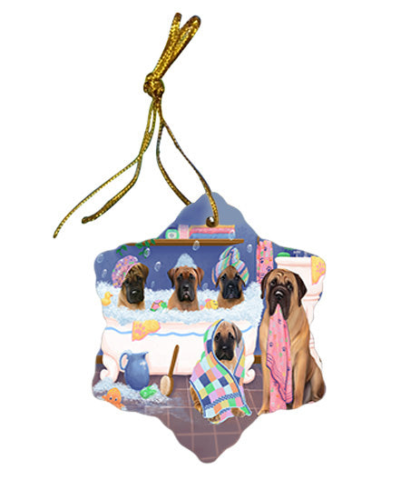 Rub A Dub Dogs In A Tub Bullmastiffs Dog Star Porcelain Ornament SPOR57132