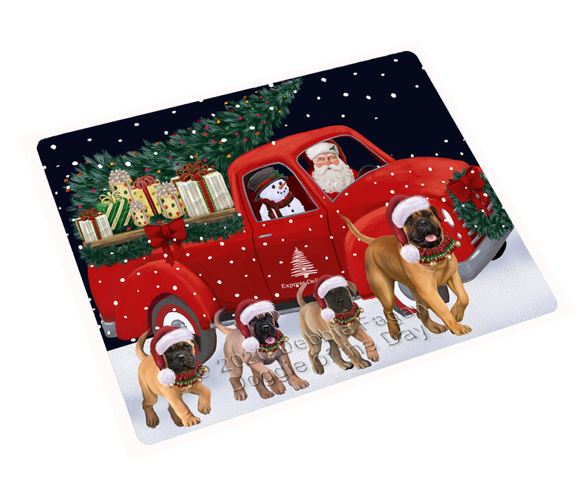 Christmas Express Delivery Red Truck Running Bullmastiff Dogs Cutting Board - Easy Grip Non-Slip Dishwasher Safe Chopping Board Vegetables C77758