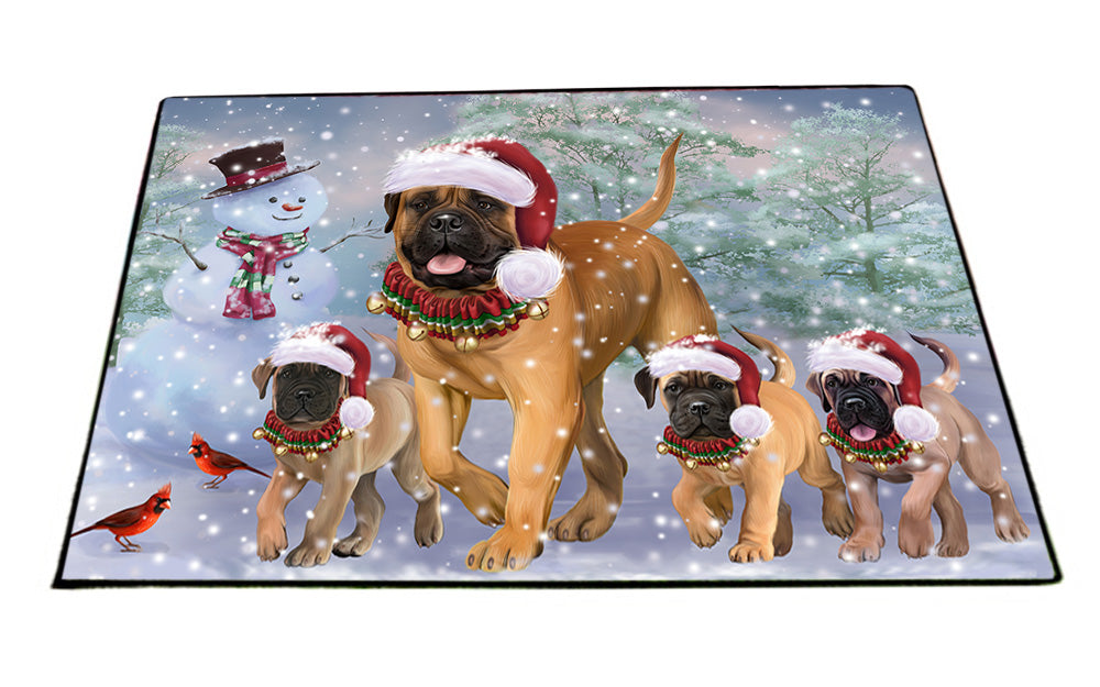 Christmas Running Family Bullmastiffs Dog Floormat FLMS53703