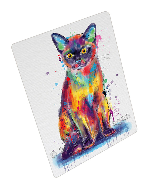 Watercolor Burmese Cat Cutting Board - For Kitchen - Scratch & Stain Resistant - Designed To Stay In Place - Easy To Clean By Hand - Perfect for Chopping Meats, Vegetables