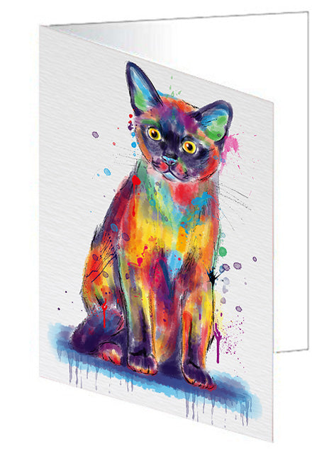 Watercolor Burmese Cat Handmade Artwork Assorted Pets Greeting Cards and Note Cards with Envelopes for All Occasions and Holiday Seasons GCD79073