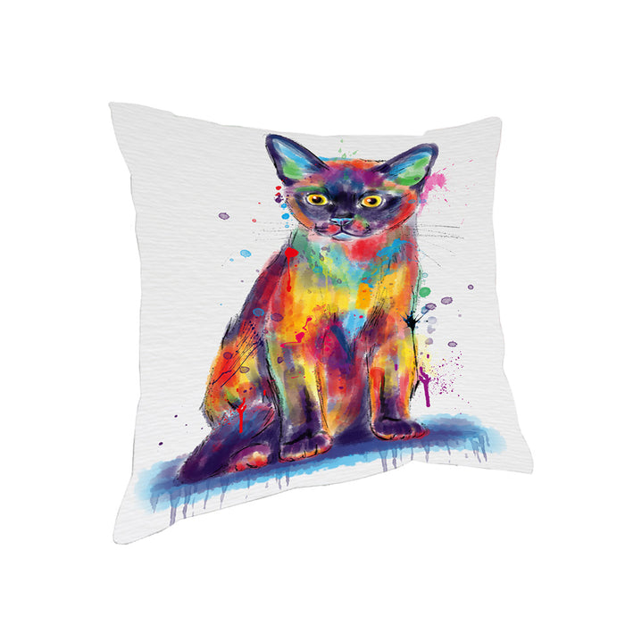 Watercolor Burmese Cat Pillow with Top Quality High-Resolution Images - Ultra Soft Pet Pillows for Sleeping - Reversible & Comfort - Ideal Gift for Dog Lover - Cushion for Sofa Couch Bed - 100% Polyester