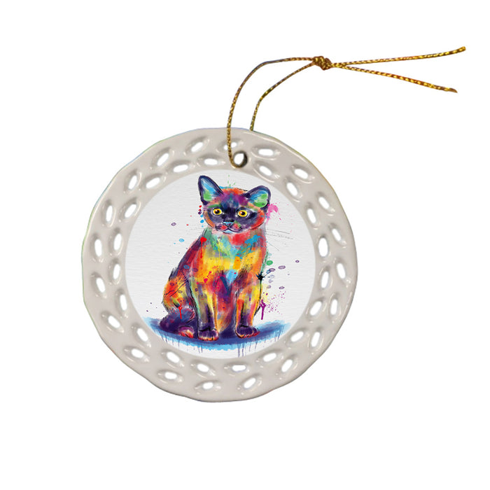 Watercolor Burmese Cat Doily Ornament DPOR58133