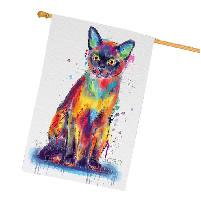 Watercolor Burmese Cat House Flag FLG66165