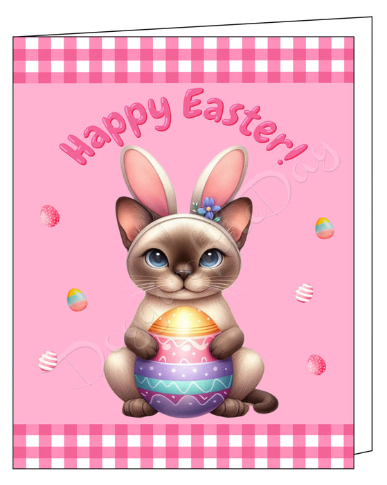 Burmese Cat Easter Day Greeting Cards and Note Cards with Envelope - Easter Invitation Card with Multi Design Pack